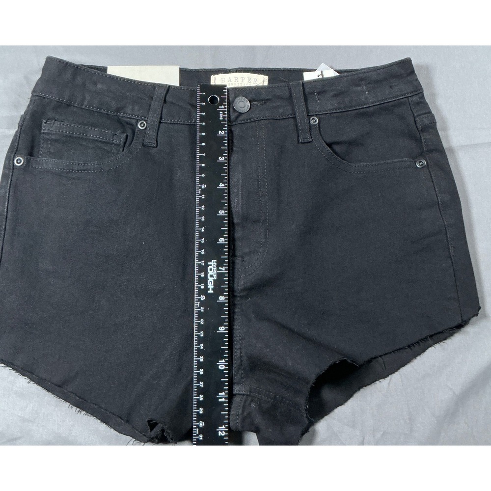 Harper Heritage Women High Rise Skinny Black Denim Cut Off Short Sz 29/ US 8 NWT - Picture 6 of 11